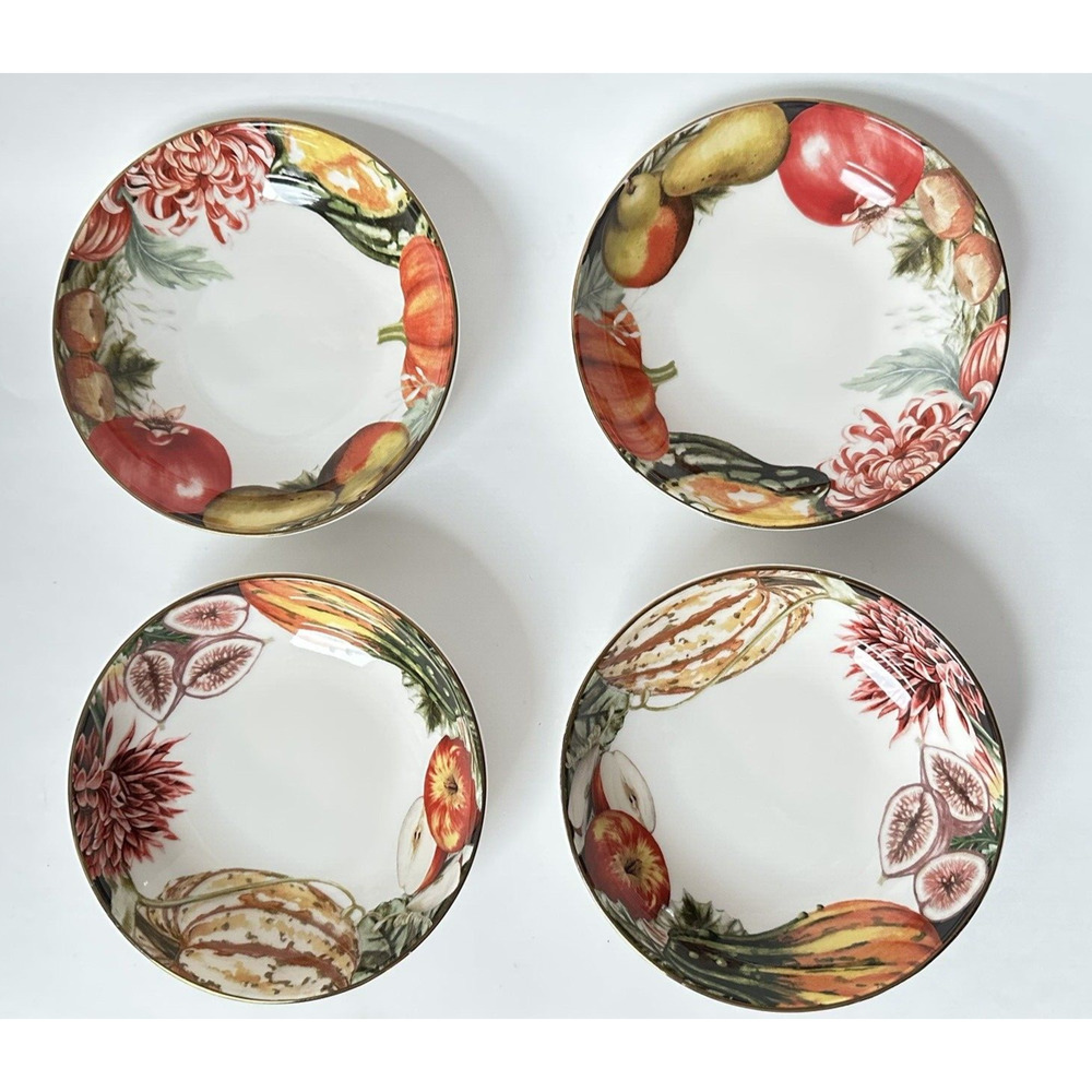 Williams Sonoma Harvest Bowl (4) Dessert 5.5" X 1.5" Fig Gourd Apple Pear, etc.